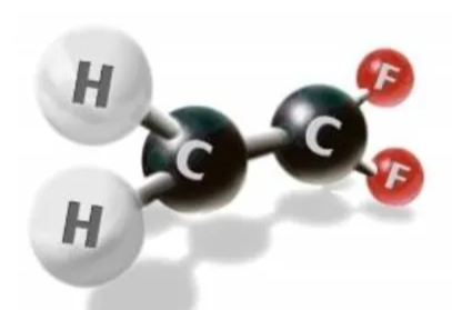 Simplified molecular model of the CH2-CF2 repeat unit in PVDF